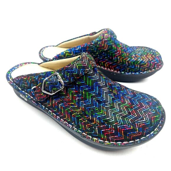 Alegria Women's Clog Seville Ric Rack Rainbow Suede Leather Comfort Mule 10.5-11 - Picture 4 of 9
